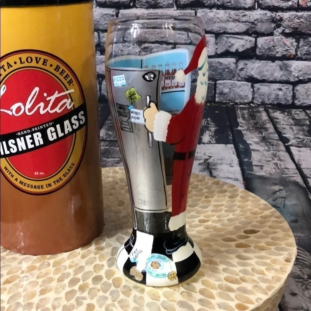 LOLITA PILSNER GLASS 22 OZ.-SANTA ON THE OUTSIDE
